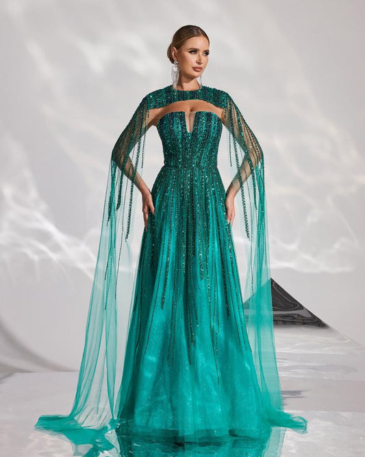 JMT-188874 Elegant Green Evening Dress for Women - Style SH0193