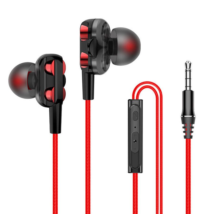JMT-188938 Dual Action In-Ear Headphones with 3.5mm Plug - 20-20000Hz Frequency Response, 10mm Drive Unit, 108dB Sensitivity, 1.2m Round Wire
