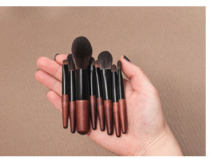 JMT-189066 Mini Portable Makeup Brush Set with Horse Hair and Wooden Handle for Travel