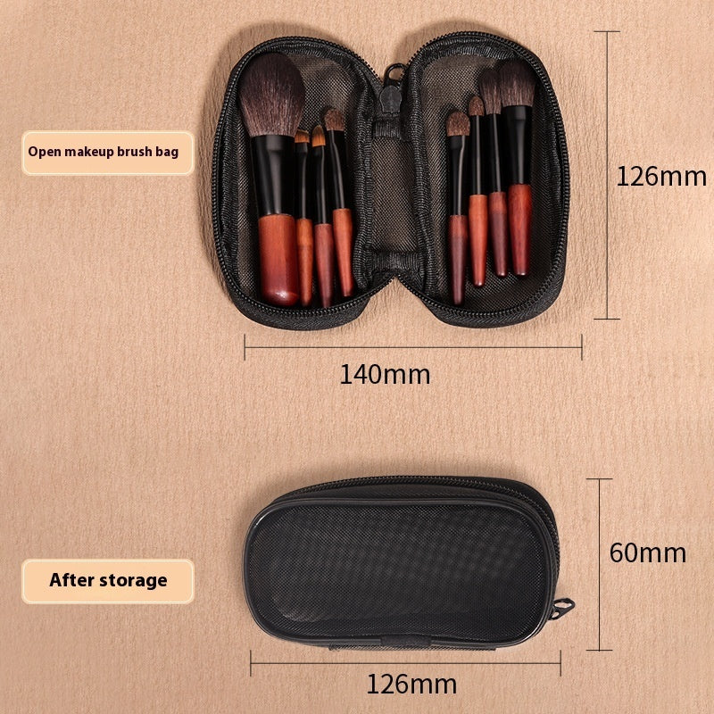 JMT-189066 Mini Portable Makeup Brush Set with Horse Hair and Wooden Handle for Travel