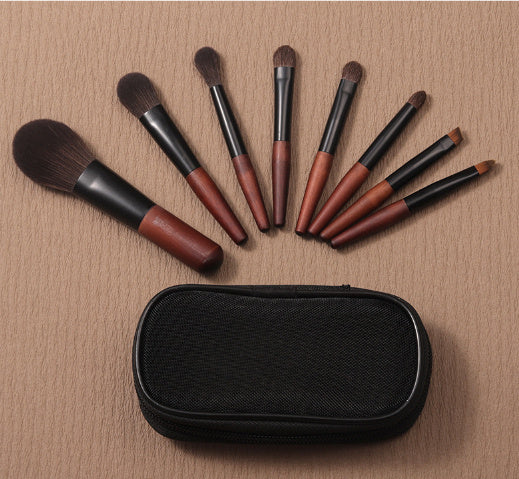 JMT-189066 Mini Portable Makeup Brush Set with Horse Hair and Wooden Handle for Travel
