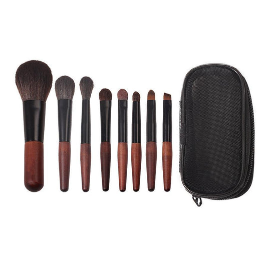 JMT-189066 Mini Portable Makeup Brush Set with Horse Hair and Wooden Handle for Travel