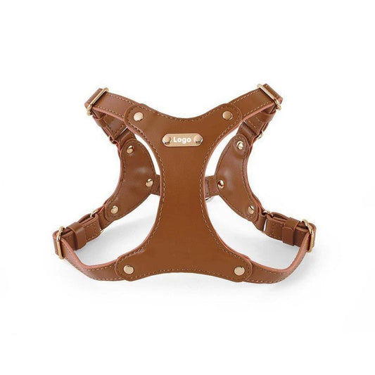 JMT-189130 Soft Leather Harness and Leash Set for Small Dogs - Multiple Colors and Sizes Available