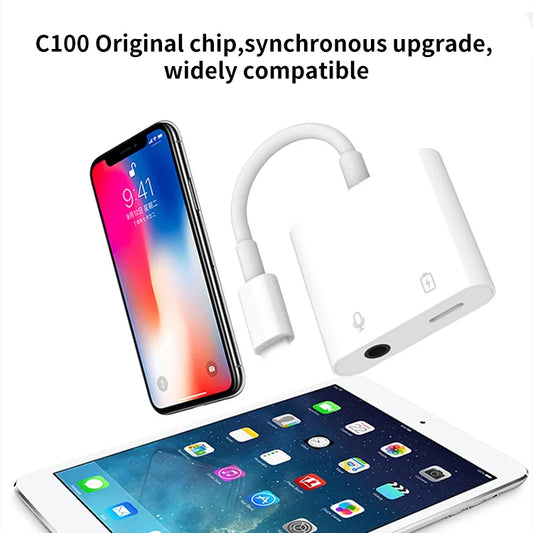 JMT-189450 2-in-1 Audio and Charging Adapter for 3.5mm Headphones and iPhone