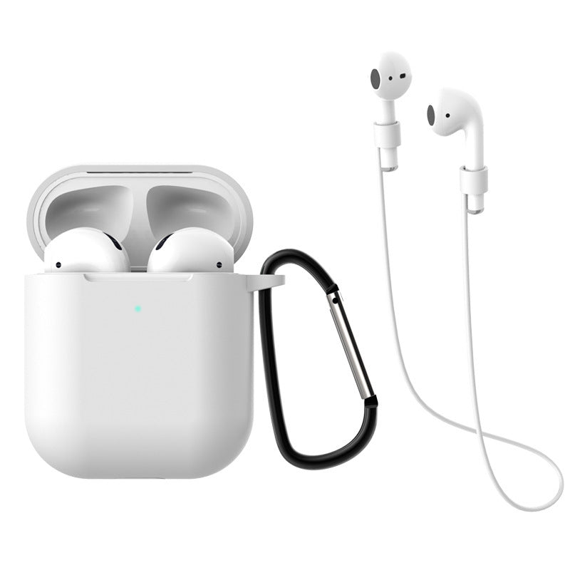 JMT-189450 AirPods 1 & 2 Silica Gel Clamshell Case with Hook and Anti-Loss Rope