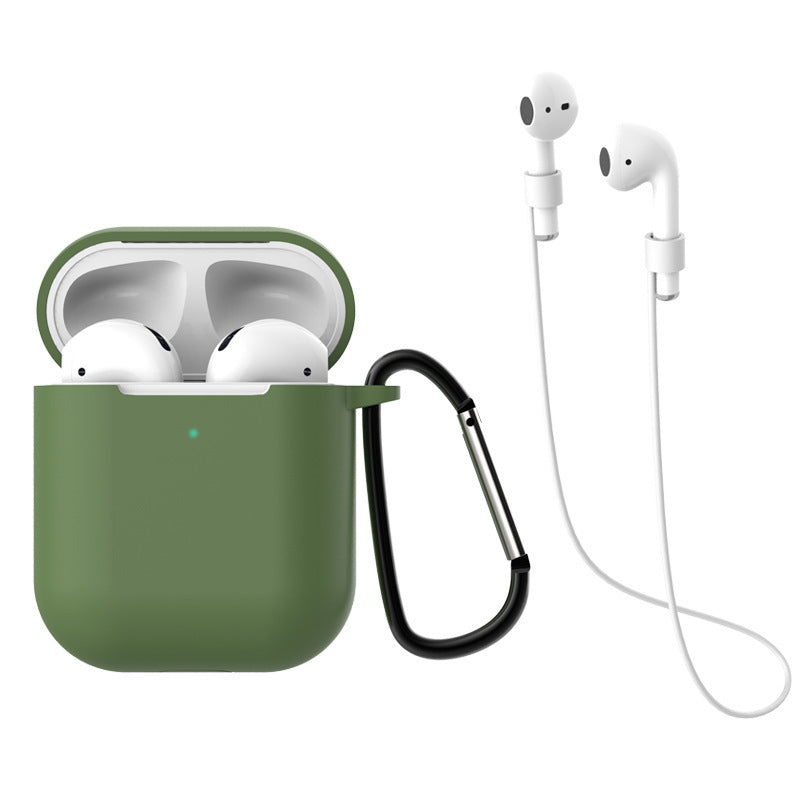 JMT-189450 AirPods 1 & 2 Silica Gel Clamshell Case with Hook and Anti-Loss Rope