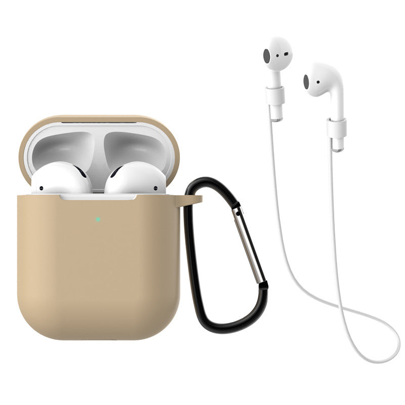 JMT-189450 AirPods 1 & 2 Silica Gel Clamshell Case with Hook and Anti-Loss Rope