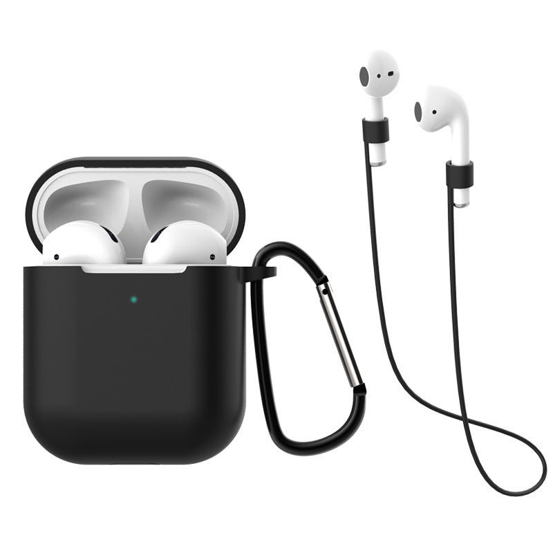JMT-189450 AirPods 1 & 2 Silica Gel Clamshell Case with Hook and Anti-Loss Rope