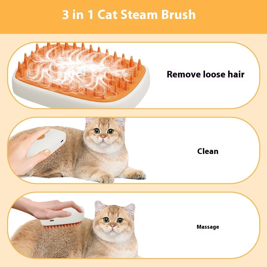 JMT-190026 USB Rechargeable Pet Grooming Steam Brush with Accessories for Cats