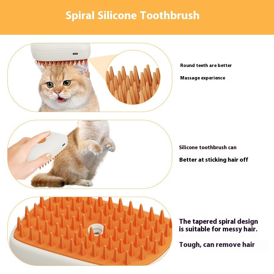JMT-190026 USB Rechargeable Pet Grooming Steam Brush with Accessories for Cats
