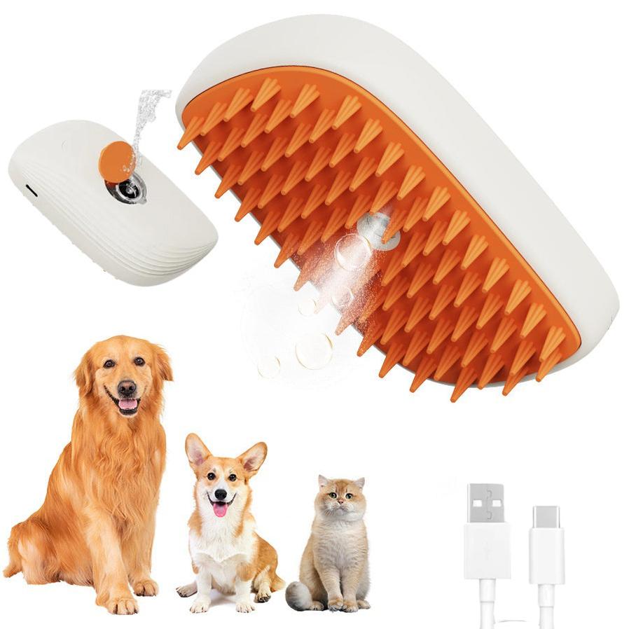 JMT-190026 USB Rechargeable Pet Grooming Steam Brush with Accessories for Cats