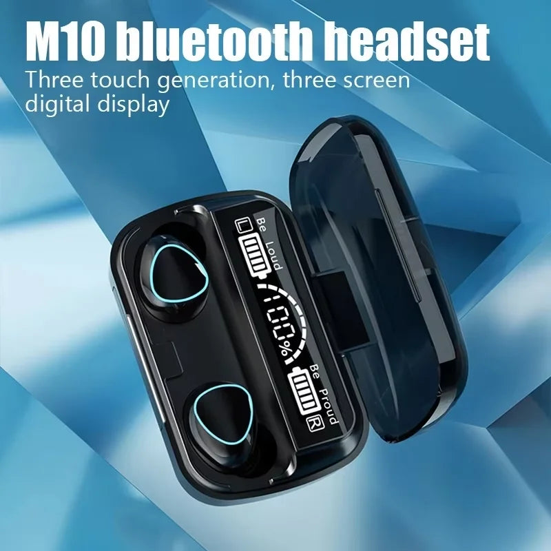 JMT-190282 Wireless Bluetooth Earbuds with Digital Display, Waterproof Design, Noise Reduction, and Power Bank Charging for Sports and Gaming