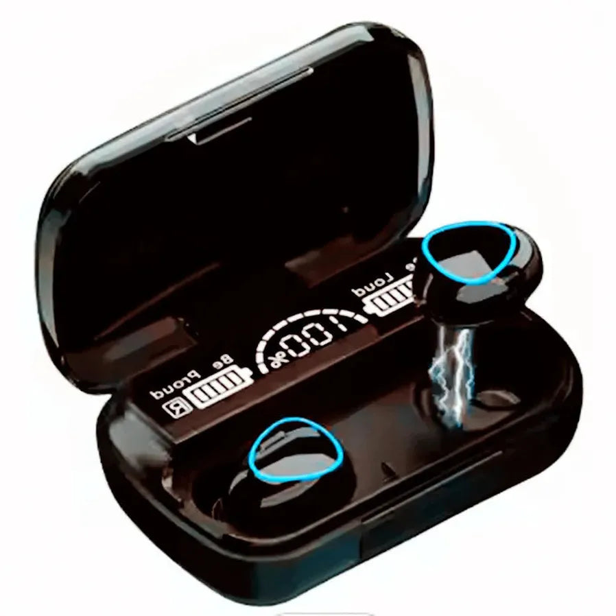 JMT-190282 Wireless Bluetooth Earbuds with Digital Display, Waterproof Design, Noise Reduction, and Power Bank Charging for Sports and Gaming