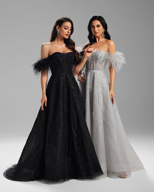 JMT-190346 Sophisticated Black Evening Gown for Women - Model SH0008