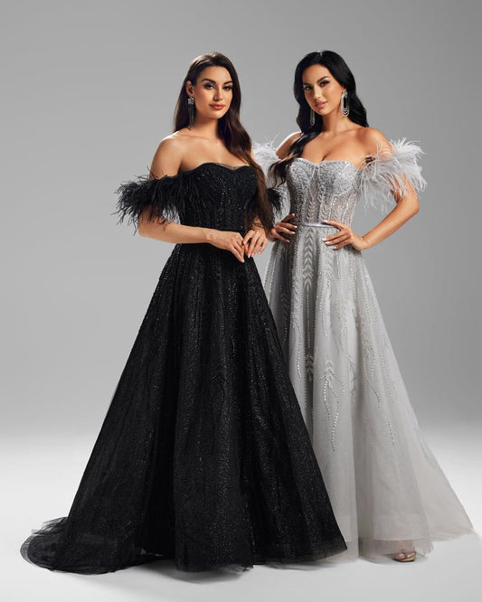 JMT-190346 Sophisticated Black Evening Gown for Women - Model SH0008