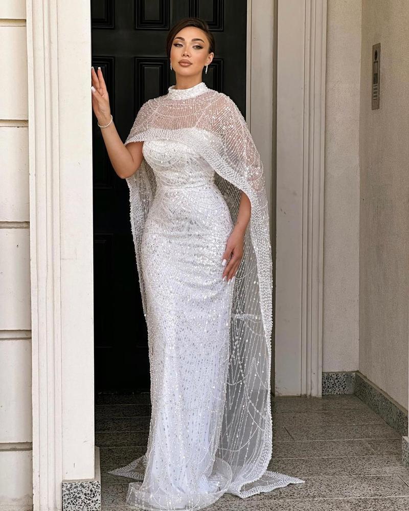 JMT-191178 Elegant White Evening Dress for Women - Classic Style, Versatile Design