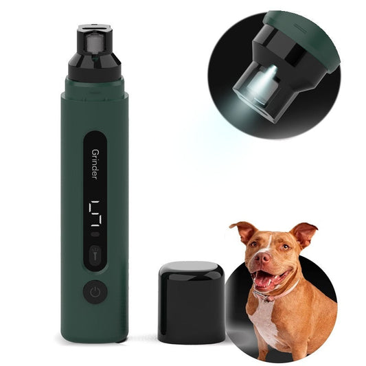 JMT-191178 Rechargeable Electric Dog Nail Grinder with 5-Speed Settings and LED Light for Safe and Quiet Pet Grooming
