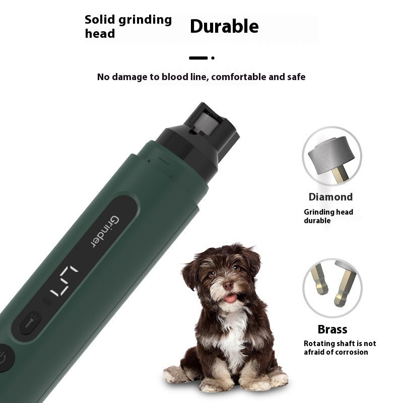 JMT-191178 Rechargeable Electric Dog Nail Grinder with 5-Speed Settings and LED Light for Safe and Quiet Pet Grooming