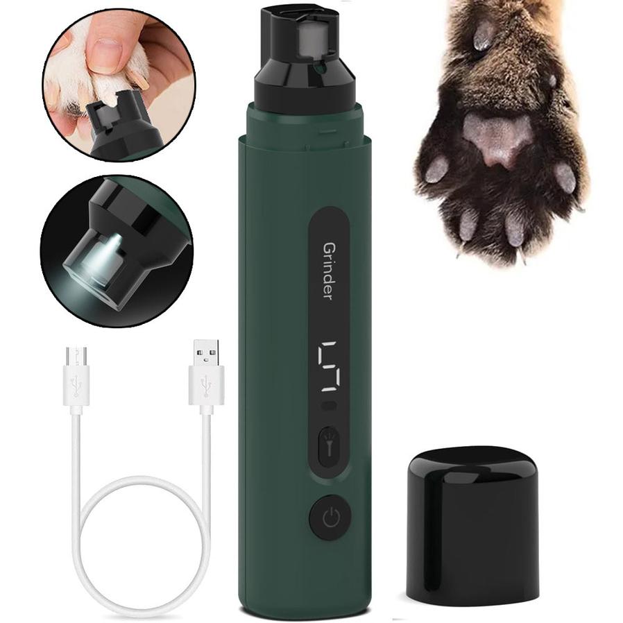 JMT-191178 Rechargeable Electric Dog Nail Grinder with 5-Speed Settings and LED Light for Safe and Quiet Pet Grooming