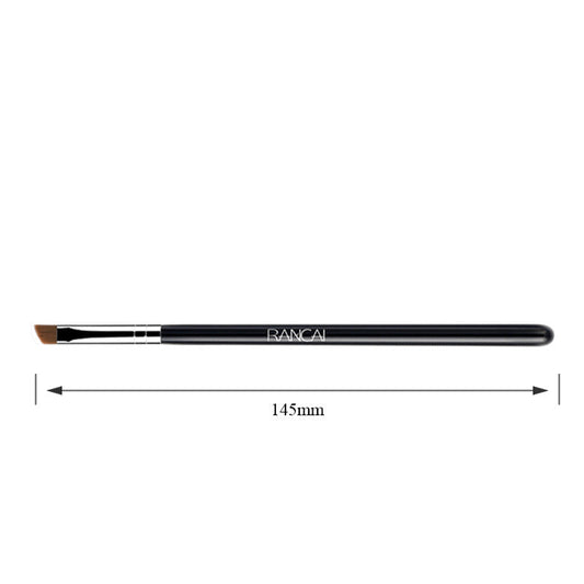JMT-191370 Portable Horse Hair Oblique Eyebrow Smudge Brush with Wooden Handle - 14.5CM