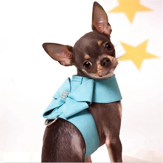 JMT-191434 Bling Rhinestone Dog Harness in Pink, Blue, and Orange - Soft Microfiber Fabric for Small to Medium Dogs