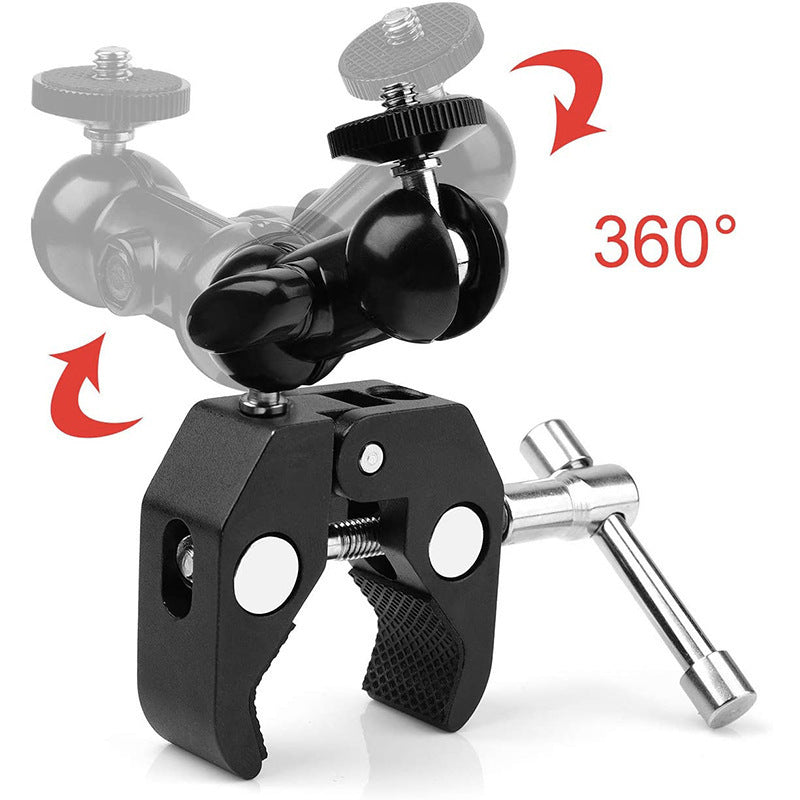 JMT-191626 Universal Aluminum Alloy Hot Shoe Monitor Stand for SLR Cameras with Crab Clamp Support