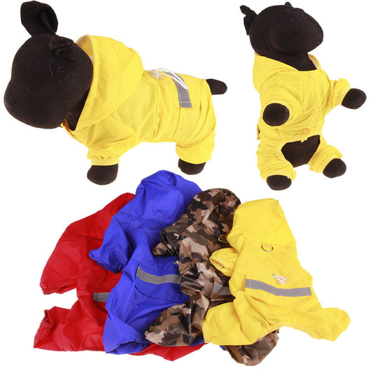 JMT-191882 Casual Pet Raincoat with Hat in Four Colors - Acrylic Material, Various Sizes Available