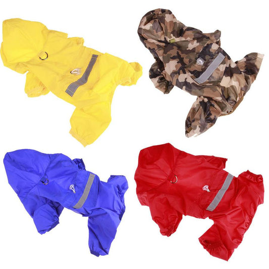 JMT-191882 Casual Pet Raincoat with Hat in Four Colors - Acrylic Material, Various Sizes Available
