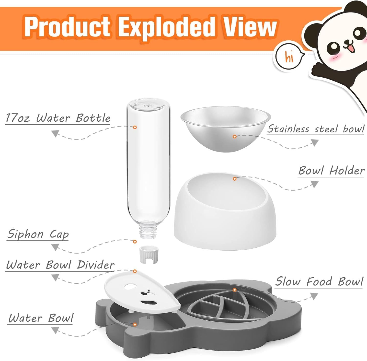 JMT-192074 Elevated Tilted Cat and Dog Bowls with Automatic Water Dispenser for Small Pets