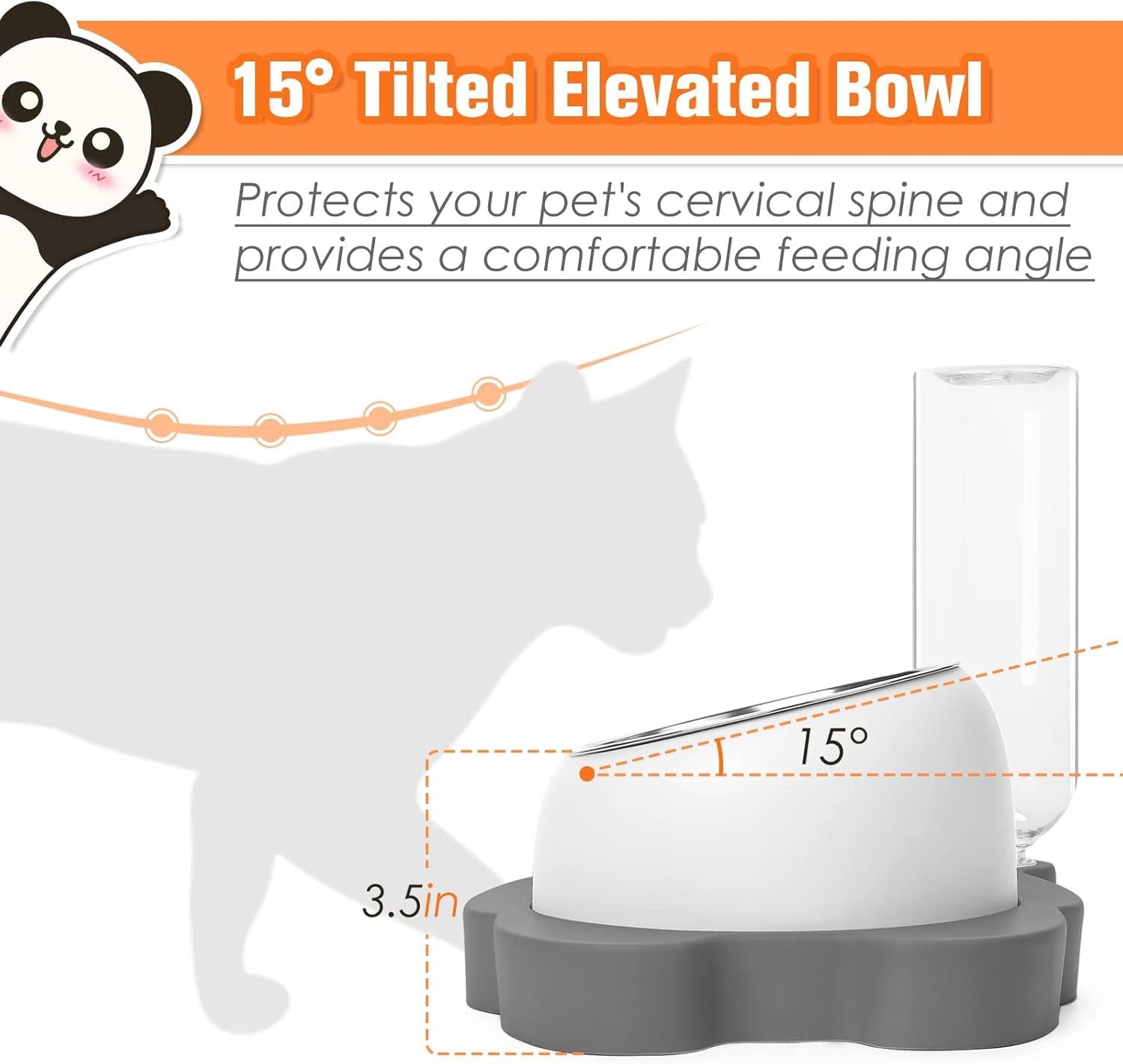 JMT-192074 Elevated Tilted Cat and Dog Bowls with Automatic Water Dispenser for Small Pets