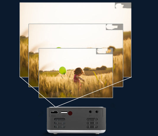 JMT-192266 Portable Mini Projector - 1080P HD, Lightweight Design, Silver & Yellow Colors