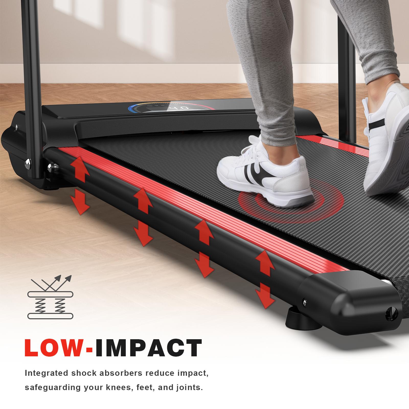 JMT-192330 Compact Home Office Treadmill with Armrests, Silent Motor, 12 Workout Programs, Remote Control, 265 lbs Capacity