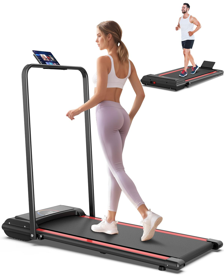 JMT-192330 Compact Home Office Treadmill with Armrests, Silent Motor, 12 Workout Programs, Remote Control, 265 lbs Capacity