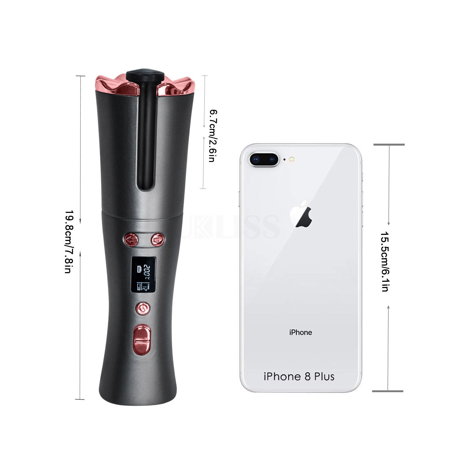 JMT-192394 Rechargeable Mini Automatic Curling Iron - USB Travel Hair Curler with 5000mAh Battery and Lightweight Design