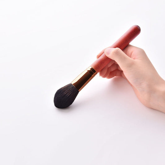 JMT-192522 12-Piece Red Makeup Brush Set with Wooden Handles and Nylon Bristles