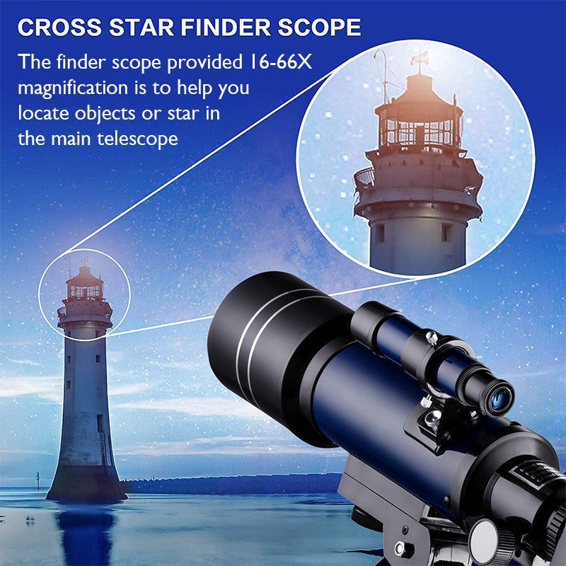 JMT-192778 70mm Refractor Telescope for Moon and Astronomy Watching - 16X to 67X Magnification with Finder Scope