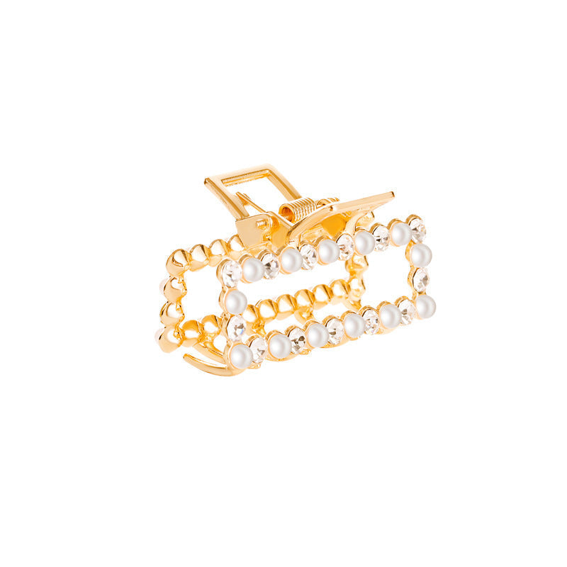 JMT-192778 Alloy Claw Clip in Peach Heart Pearl and Fan Shape for Women