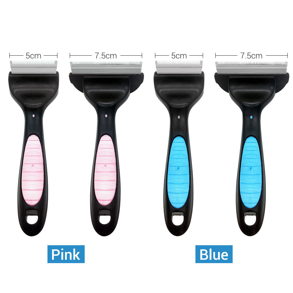 JMT-193482 Pet Comb for Cats and Dogs - Dual-Sided Hair Cleaner in Blue and Pink (160mm x 75mm)