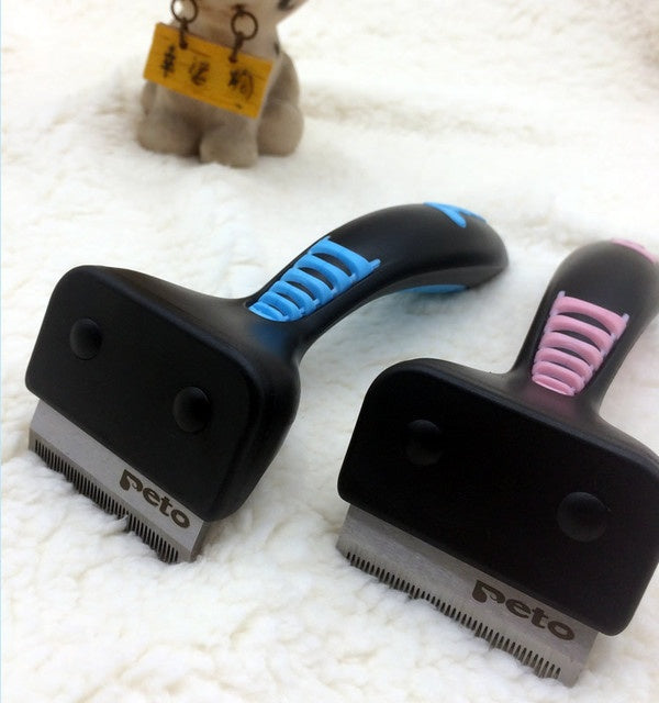 JMT-193482 Pet Comb for Cats and Dogs - Dual-Sided Hair Cleaner in Blue and Pink (160mm x 75mm)