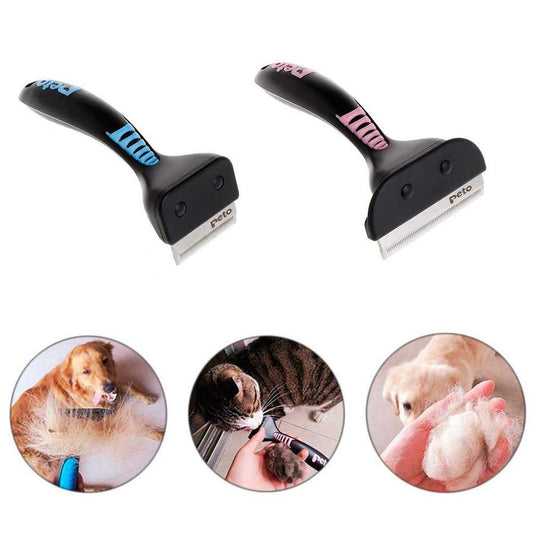 JMT-193482 Pet Comb for Cats and Dogs - Dual-Sided Hair Cleaner in Blue and Pink (160mm x 75mm)