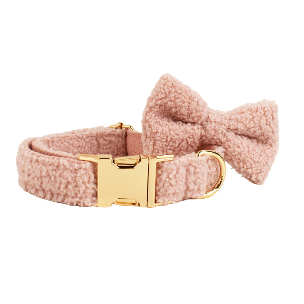 JMT-193738 Three-Piece Set: Fabric Dog Collar with Leash and Bow Accessories