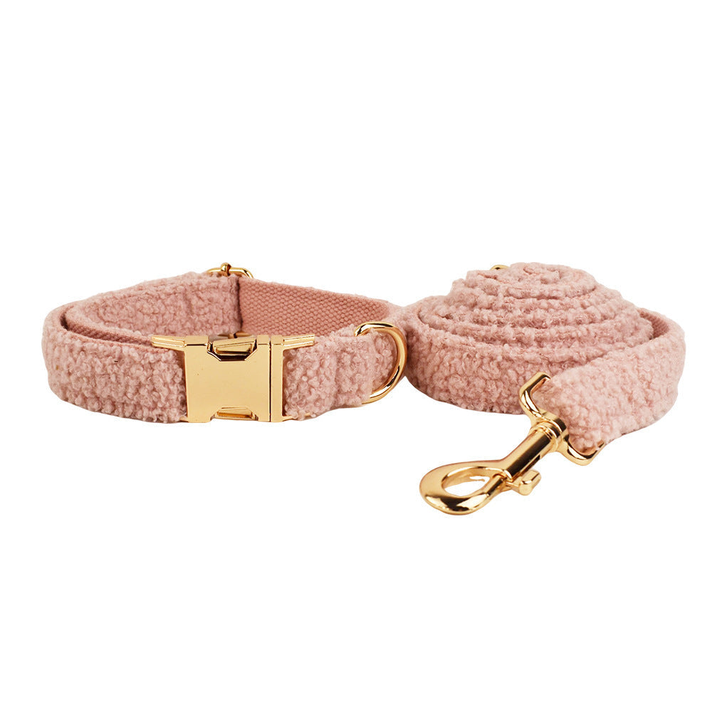 JMT-193738 Three-Piece Set: Fabric Dog Collar with Leash and Bow Accessories