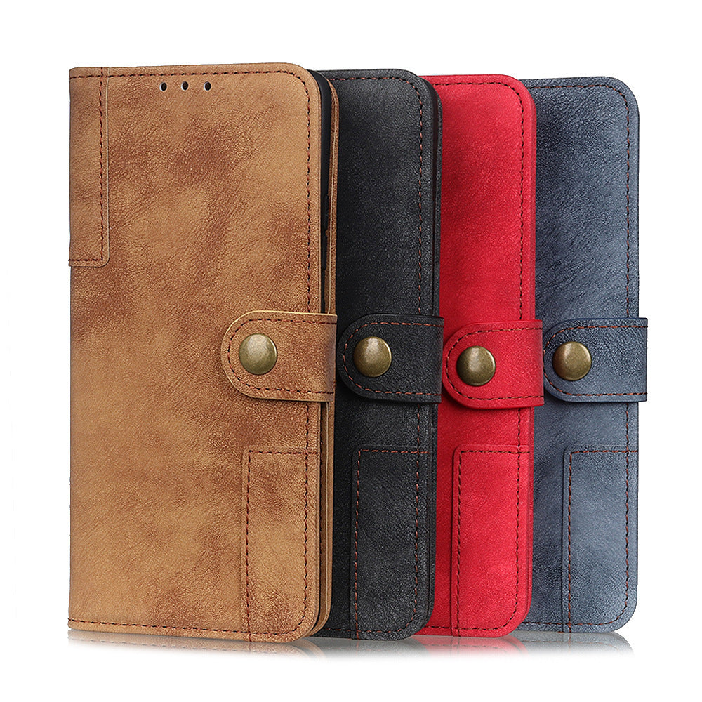 JMT-193930 ASUS Zenfone 7 Leather Wallet Case with Copper Buckle - Antelope Pattern, Handmade PU, Available in Black, Red, Blue, Brown