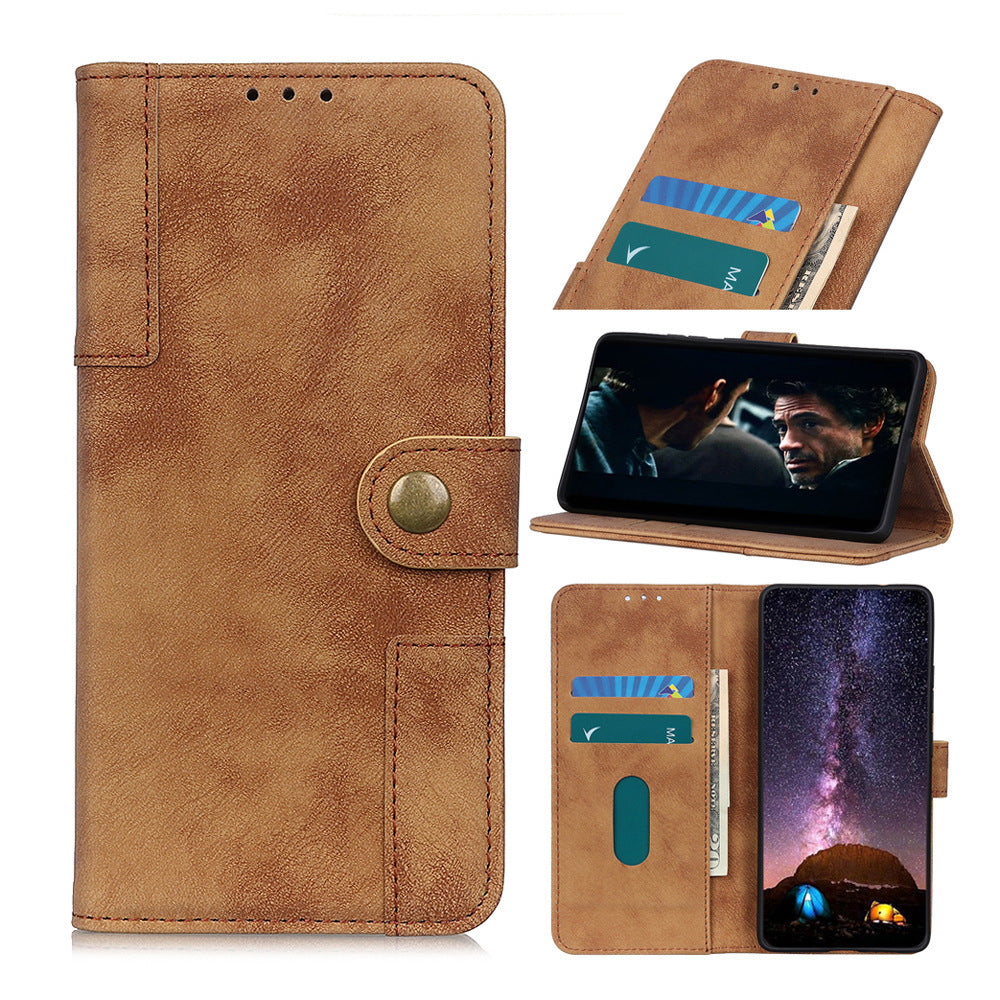 JMT-193930 ASUS Zenfone 7 Leather Wallet Case with Copper Buckle - Antelope Pattern, Handmade PU, Available in Black, Red, Blue, Brown