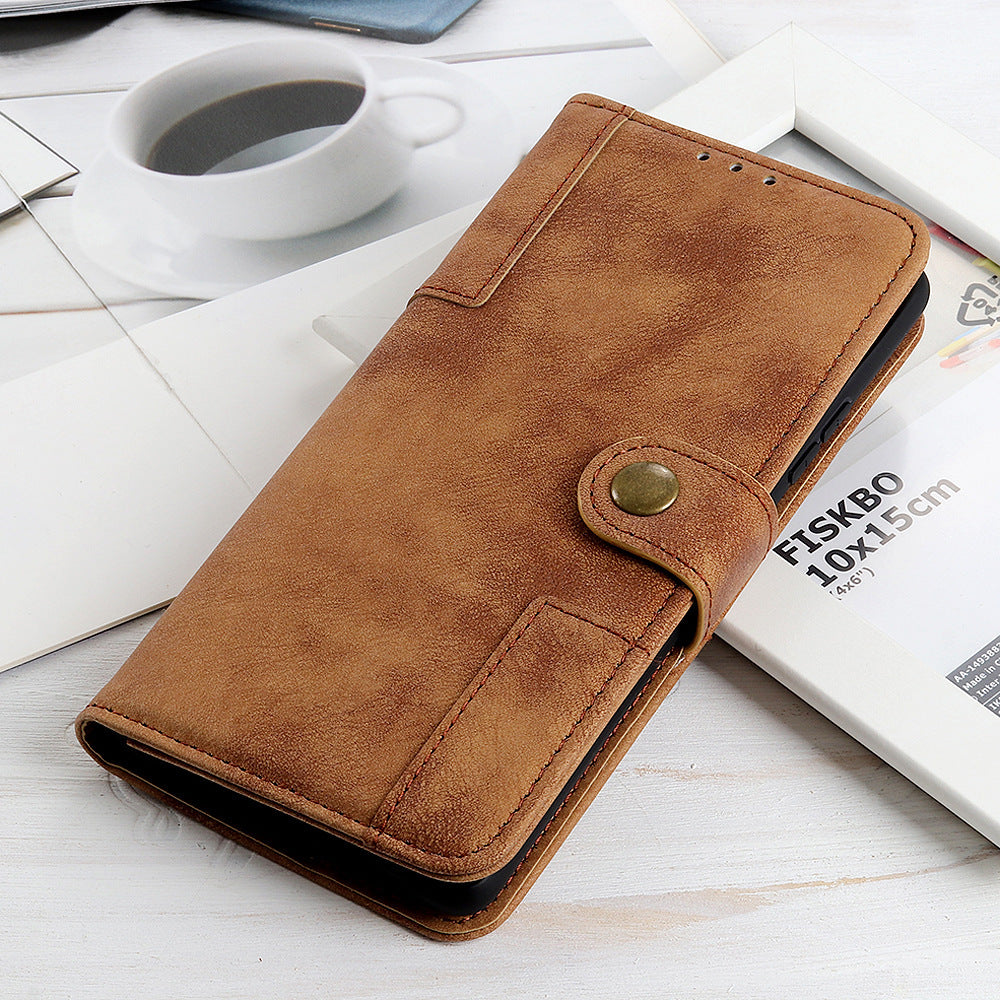 JMT-193930 ASUS Zenfone 7 Leather Wallet Case with Copper Buckle - Antelope Pattern, Handmade PU, Available in Black, Red, Blue, Brown