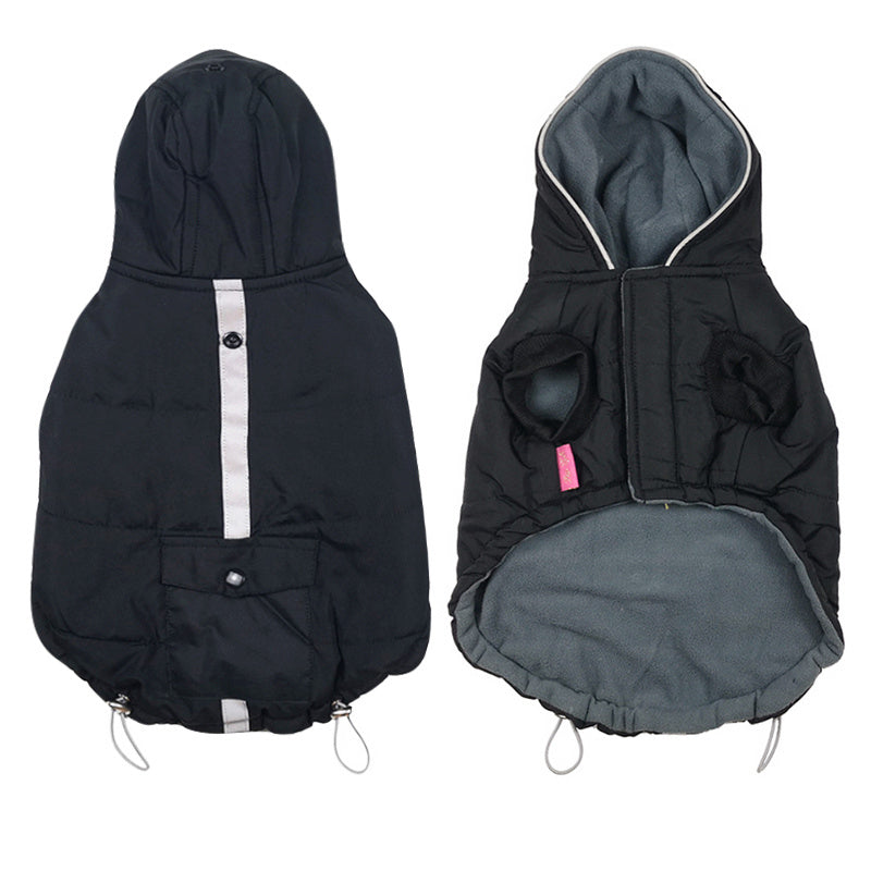 JMT-194314 Reflective Black Cotton Coat for Dogs - Warm Winter Apparel in Various Sizes