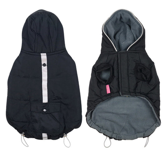 JMT-194314 Reflective Black Cotton Coat for Dogs - Warm Winter Apparel in Various Sizes