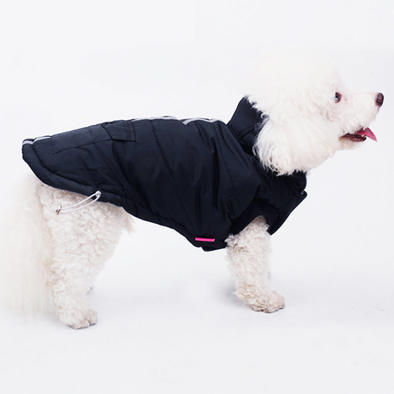JMT-194314 Reflective Black Cotton Coat for Dogs - Warm Winter Apparel in Various Sizes