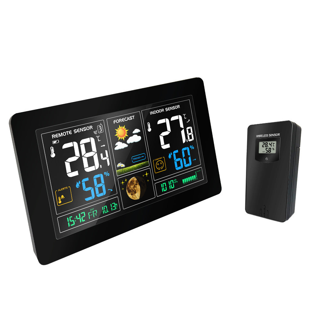 JMT-194570 Radio-Controlled Perpetual Calendar Alarm Clock with LCD Display and Weather Forecasting Functions