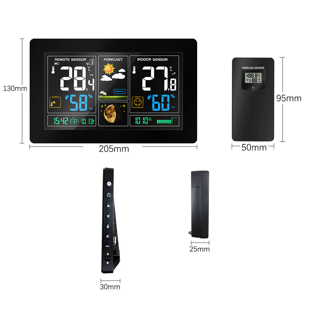 JMT-194570 Radio-Controlled Perpetual Calendar Alarm Clock with LCD Display and Weather Forecasting Functions